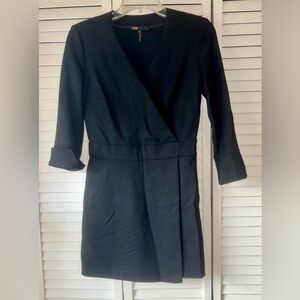 Maje Black Wrap Jumpsuit with 3/4 Sleeves